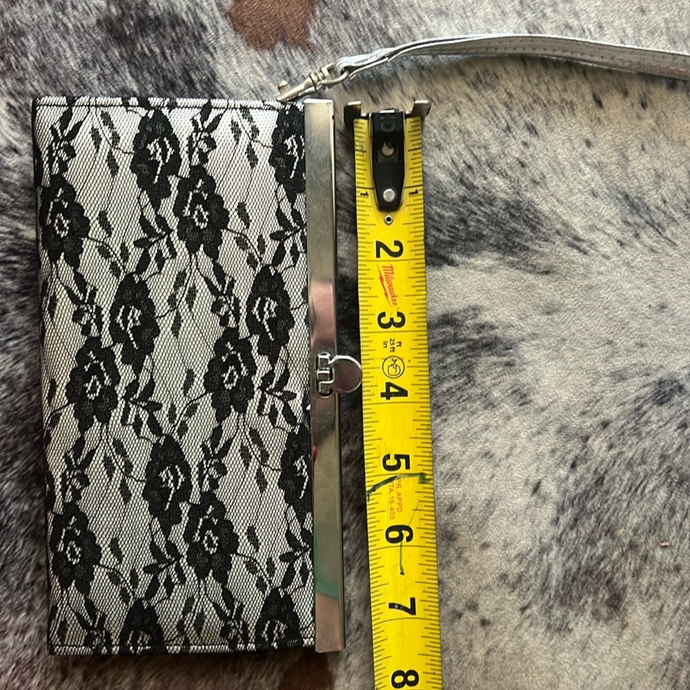 Black and silver lace clutch